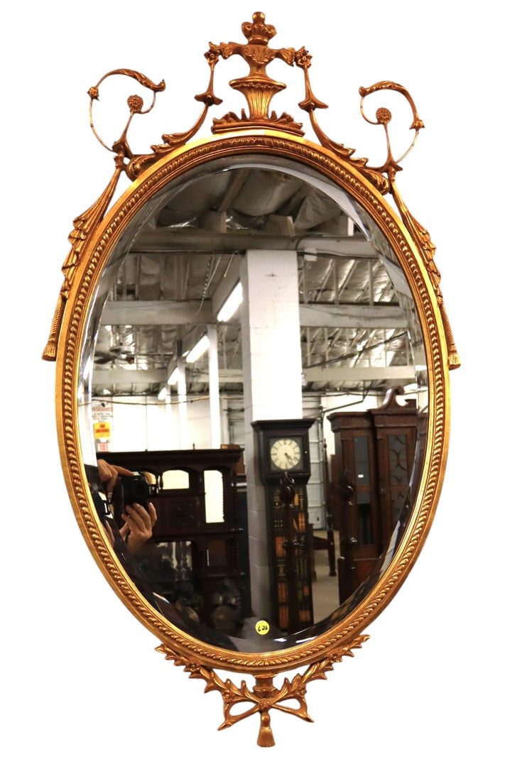 Fine Carvers beveled glass Adam oval framed mirror (1 of 4)