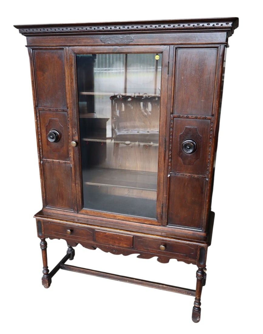 Antique walnut 1 door china cabinet (1 of 4)