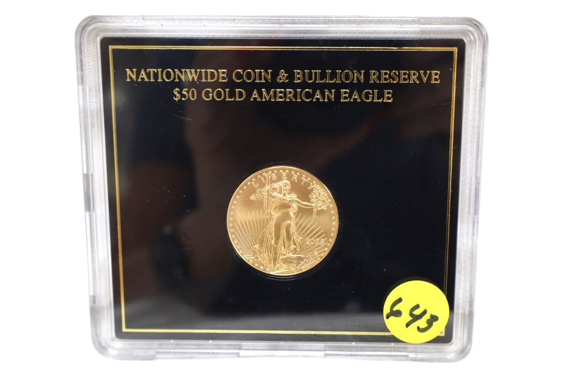 1 oz Gold American Eagle $50 Coin - Slabbed: US $50 gold American eagle from nation wide coin and bullion reserves 1 ounce fine gold, slab (wire transfer or cash only)
