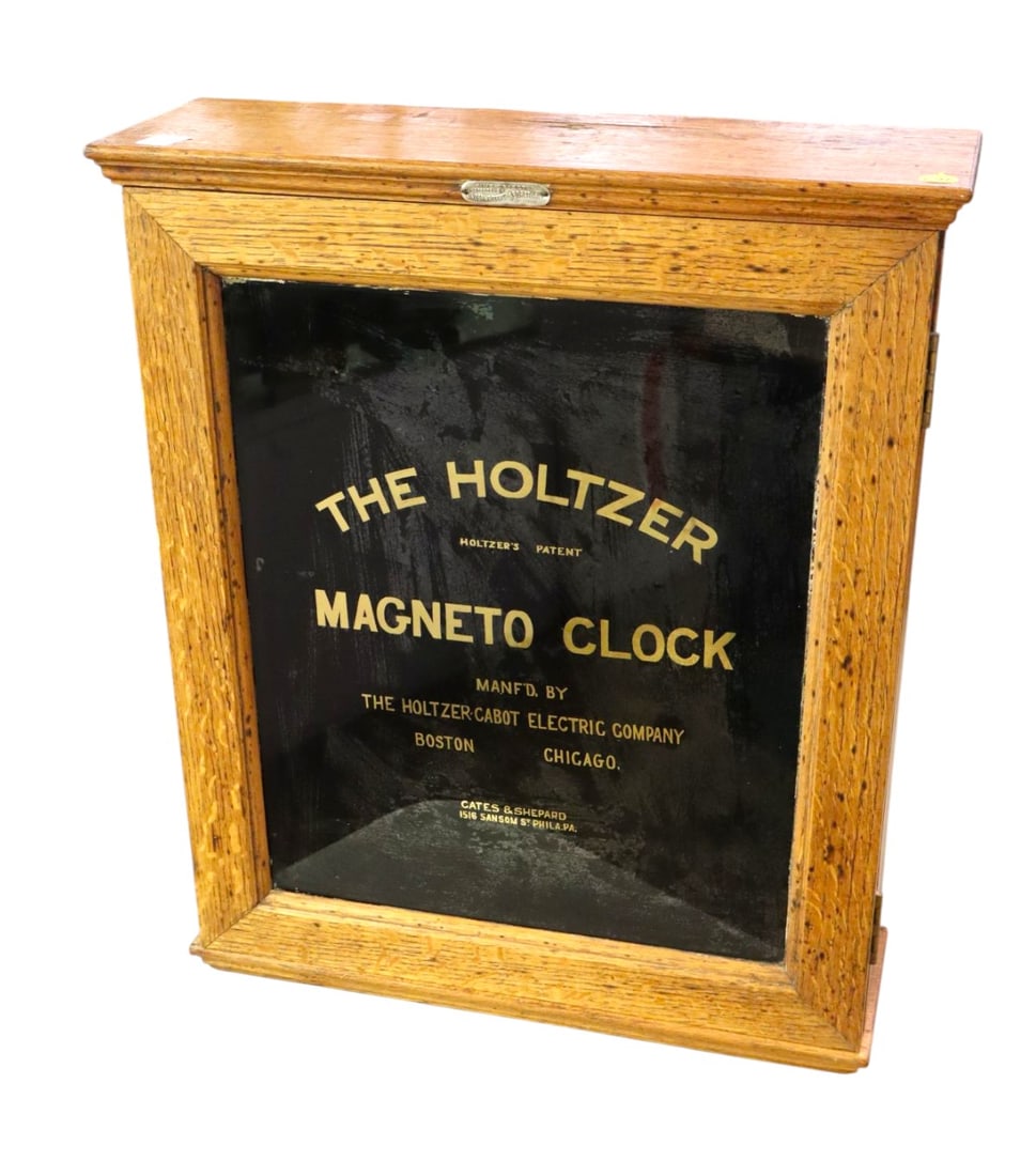Antique Holtzer Magneto Watchman Oak Clock (1 of 7)