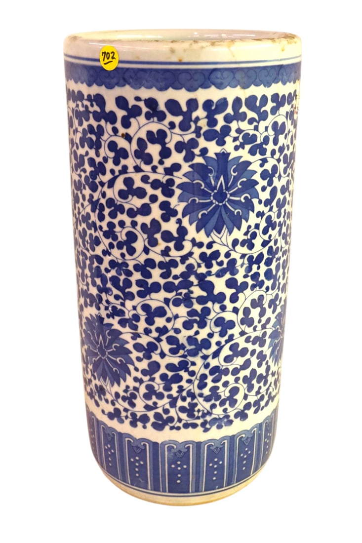 Asian blue and white porcelain umbrella stand (1 of 3)