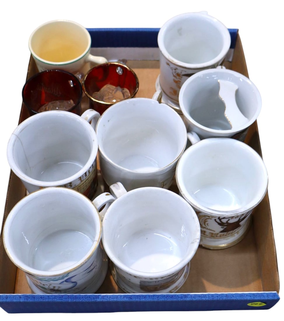 9 antique shaving mugs (1 of 6)