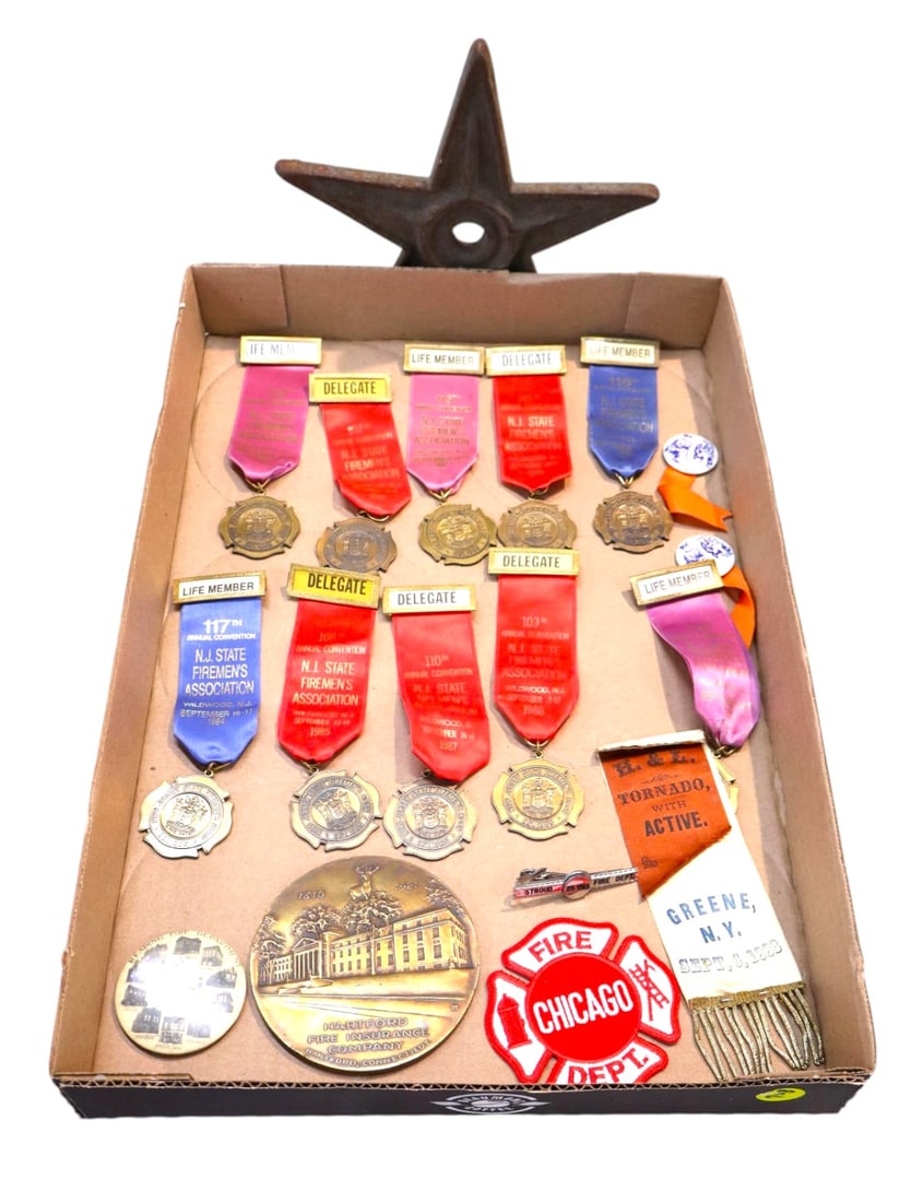 Several vintage fireman badges, buttons and other (1 of 3)
