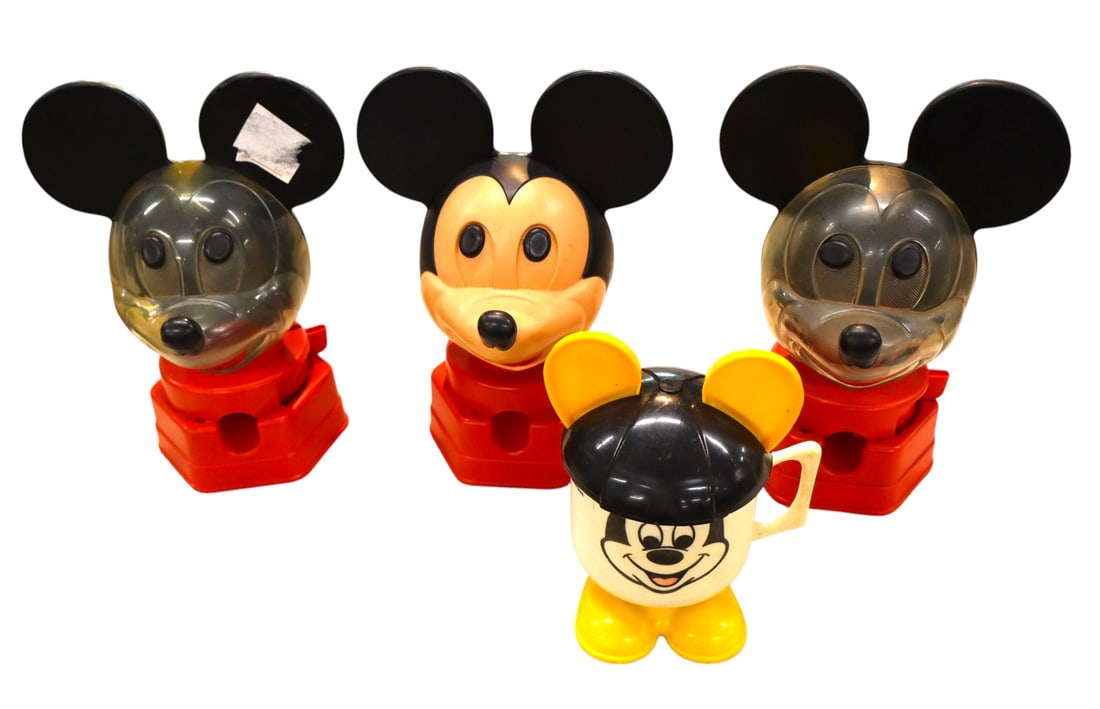 4 VTG Mickey Mouse Candy Dispensers & sippy mug (1 of 2)