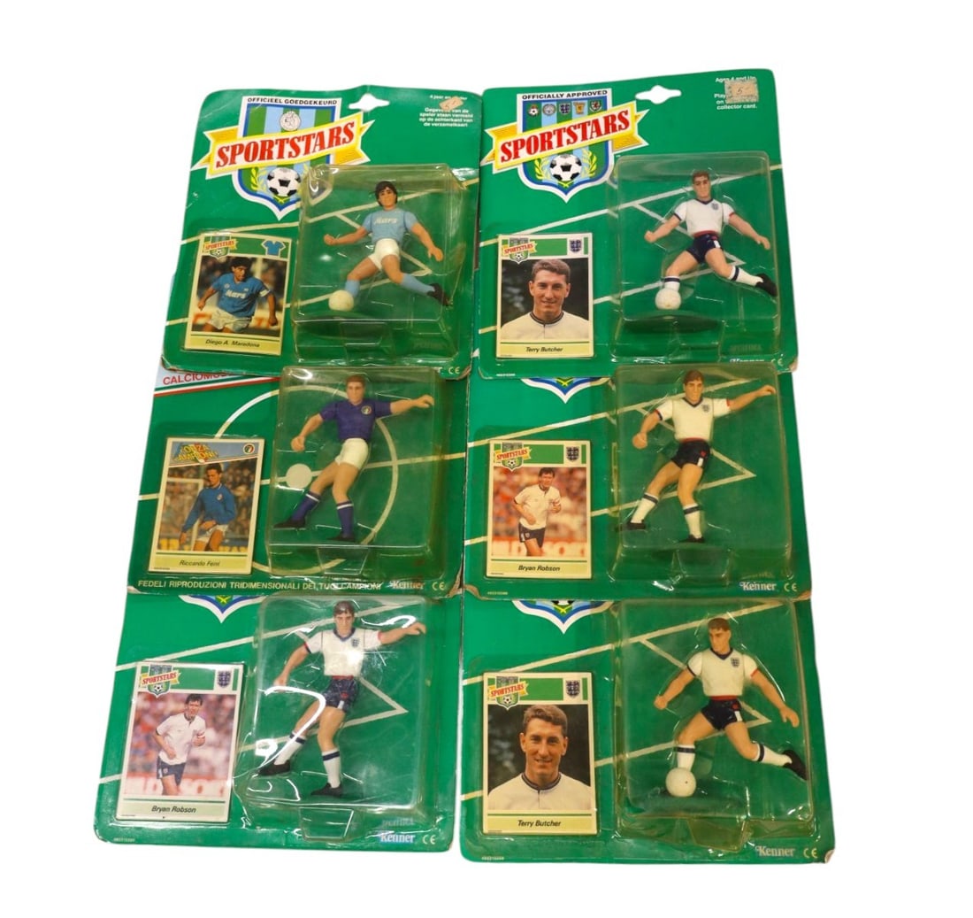 6 vintage soccer action figures with trading cards (1 of 2)