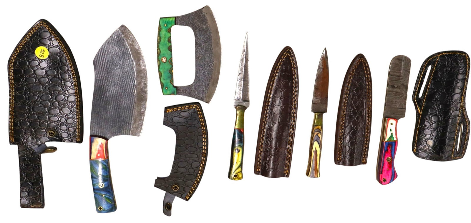 5 hand crafted damascus cleavers, chopper, daggers (1 of 1)