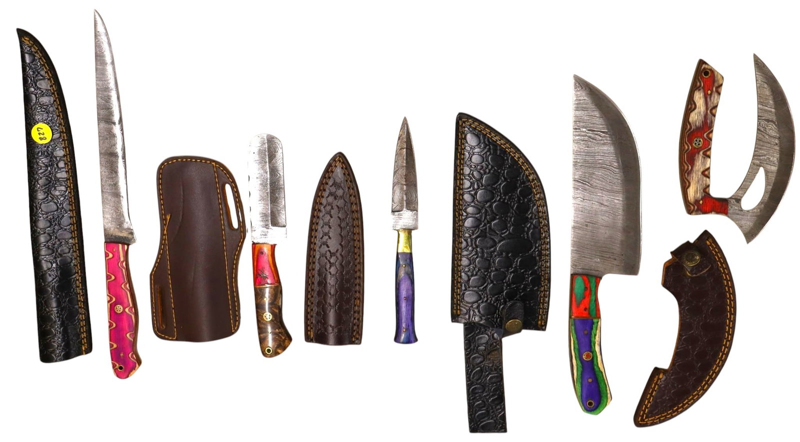 5 hand crafted damascus filet, chopper, cleaver & other (1 of 1)