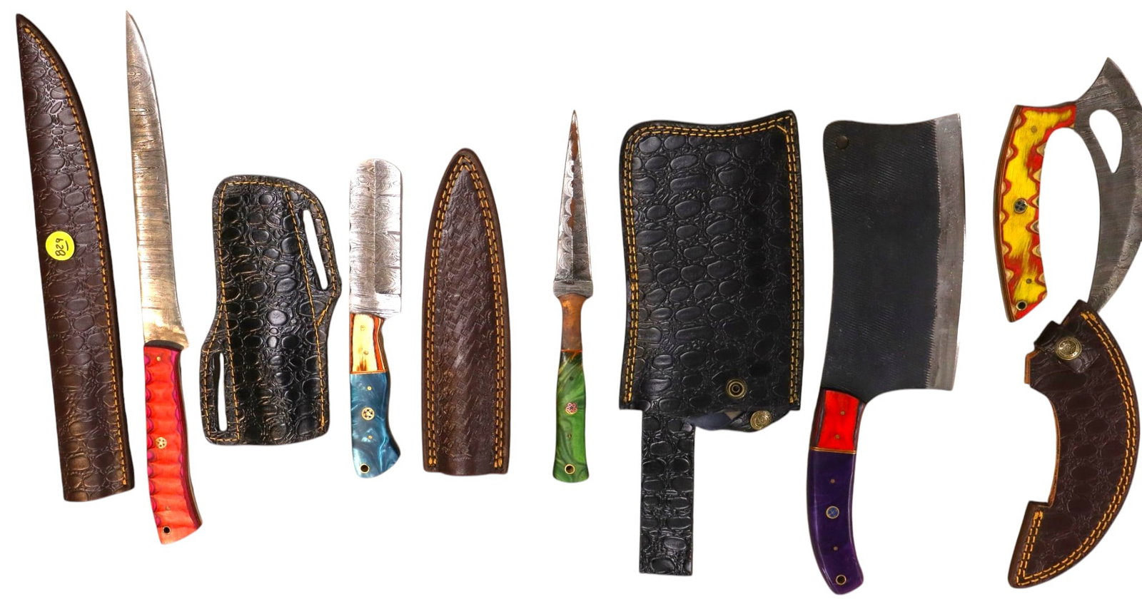 5 hand crafted damascus filet, chopper, cleaver & other (1 of 1)