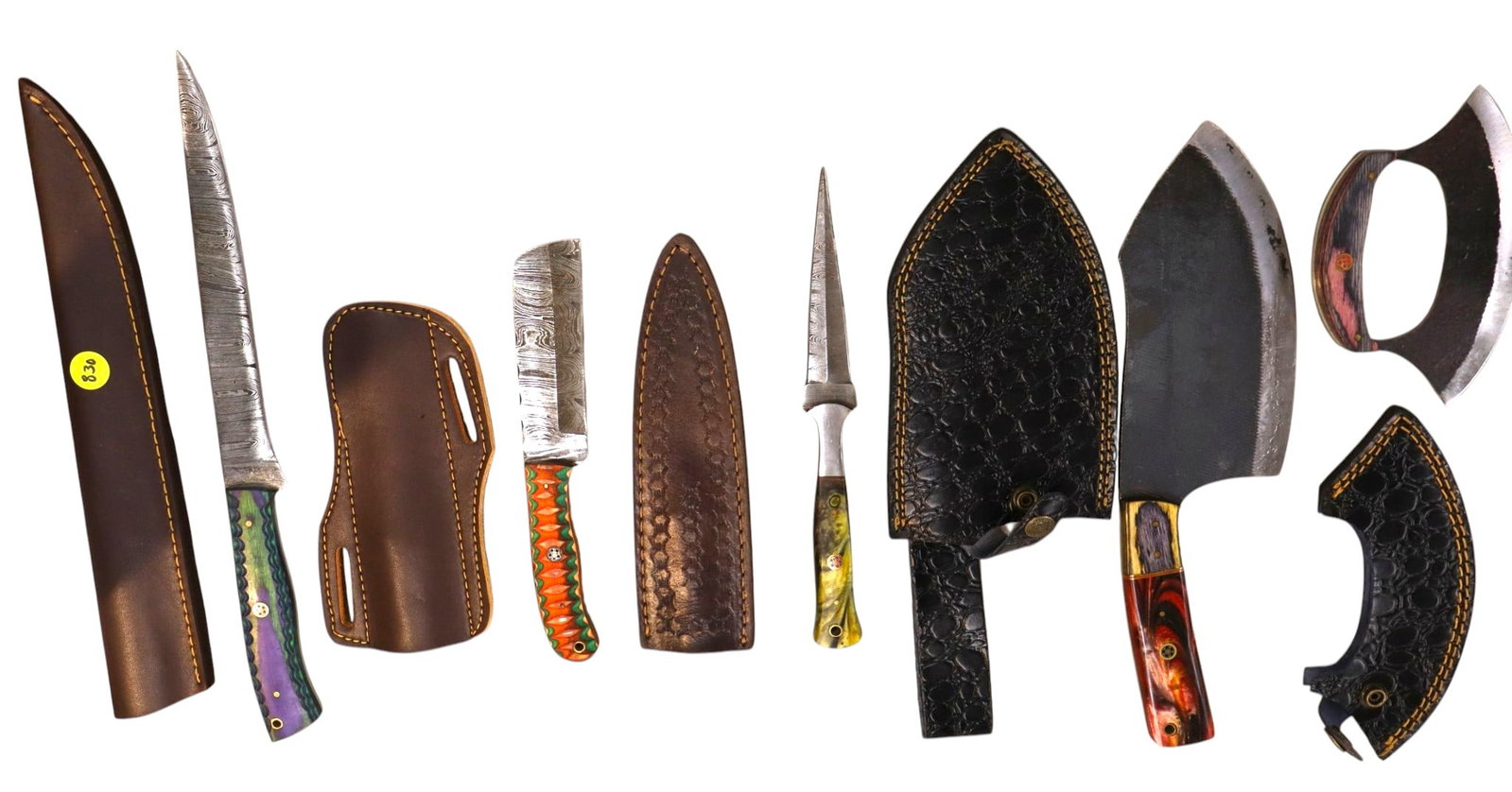 5 hand crafted damascus filet, chopper, cleaver & other (1 of 1)