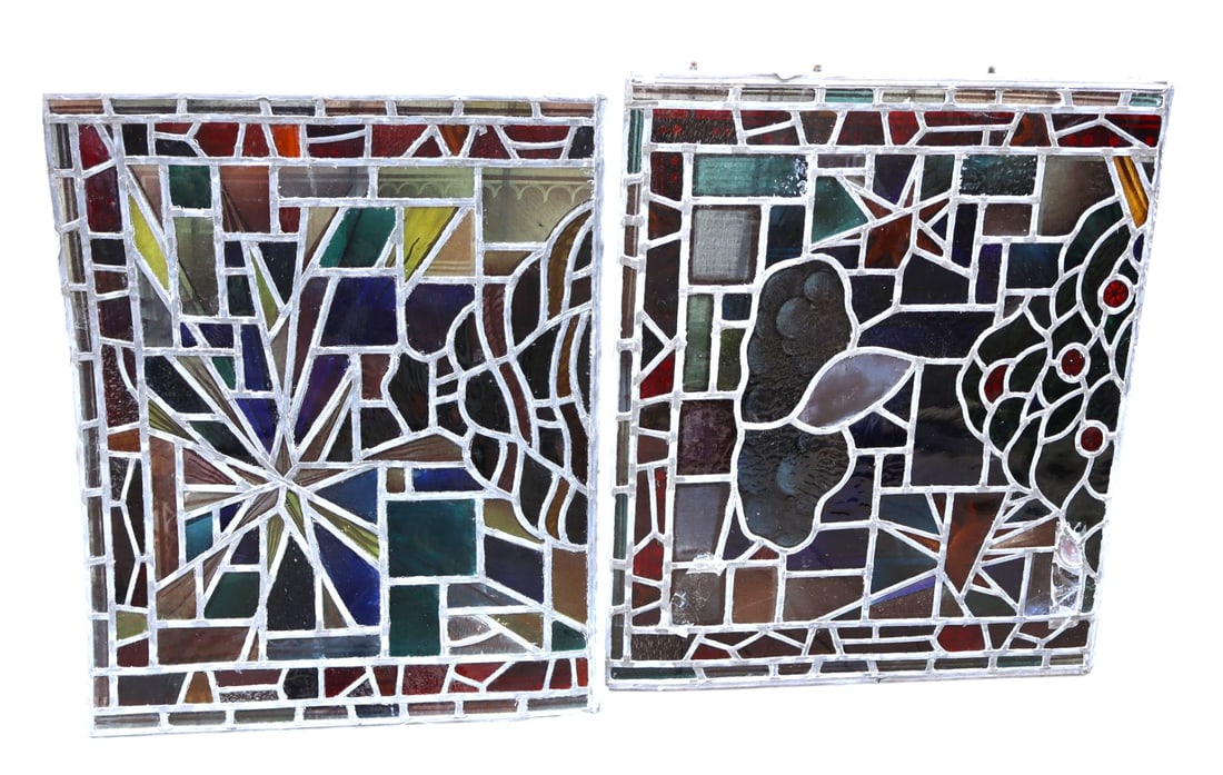 2 antique lead glass windows (1 of 3)