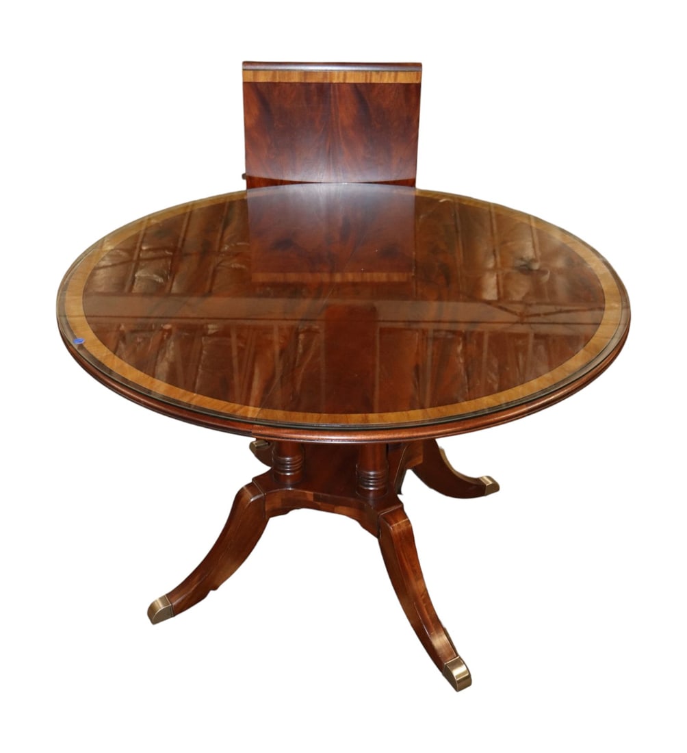 Ethan Allen 46" Burl Mahogany Table w/Leaf (1 of 8)