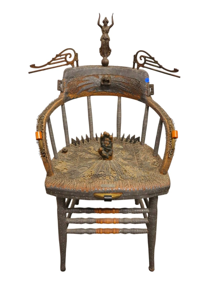 Janet Sullivan Turner sg American Chair #53 Art: RARE original artist signed unique sculptural assemblage chairs "American Chair" series #53 by Janet Sullivan Turner, one of a kind, all original found finish, structurally sound and in good condition