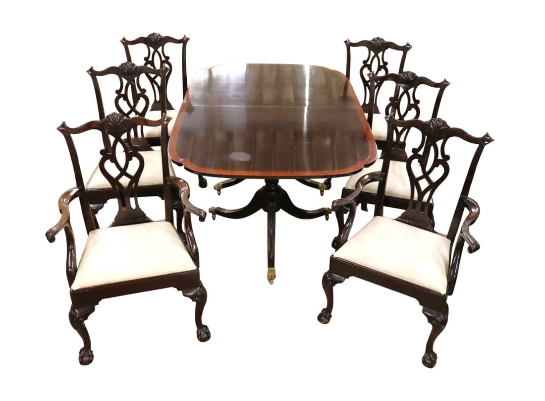 Stickley Mahog Rosewood Band Scallop 7pc Dining Set (1 of 20)