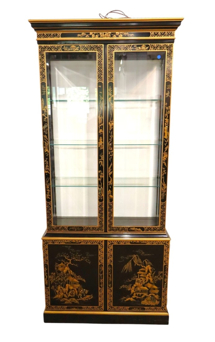 Drexel Chinoiserie 4-Dr Lighted Bevel Glass China Cabinet (1 of 12)
