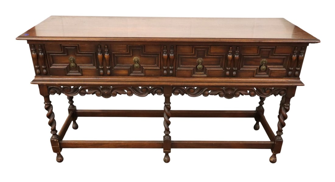Kittinger Semi Antq Barley Twist Crvd Walnut Console (1 of 9)