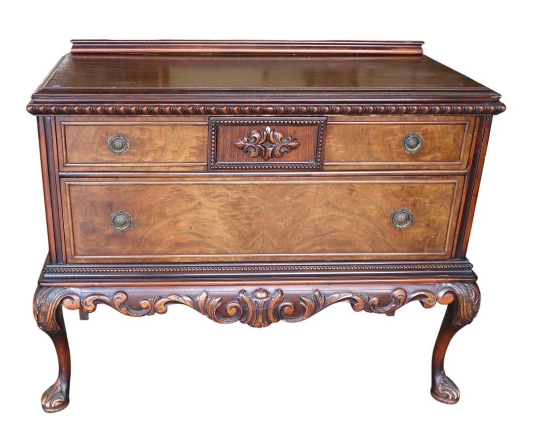 Antq Crvd Burl Walnut 2-Dr Server JB Vansciver Orig (1 of 7)