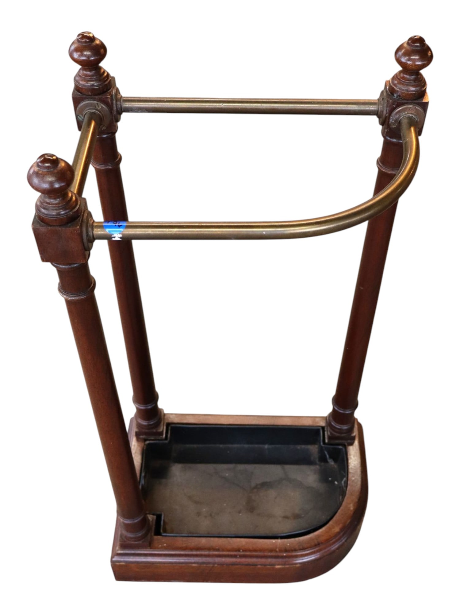 Nice Vintage Mahog Umbrella Stand w/Drip Pan: Vintage umbrella stand with drip pan in the mahogany. 29.5"h x 14"w x 9"d