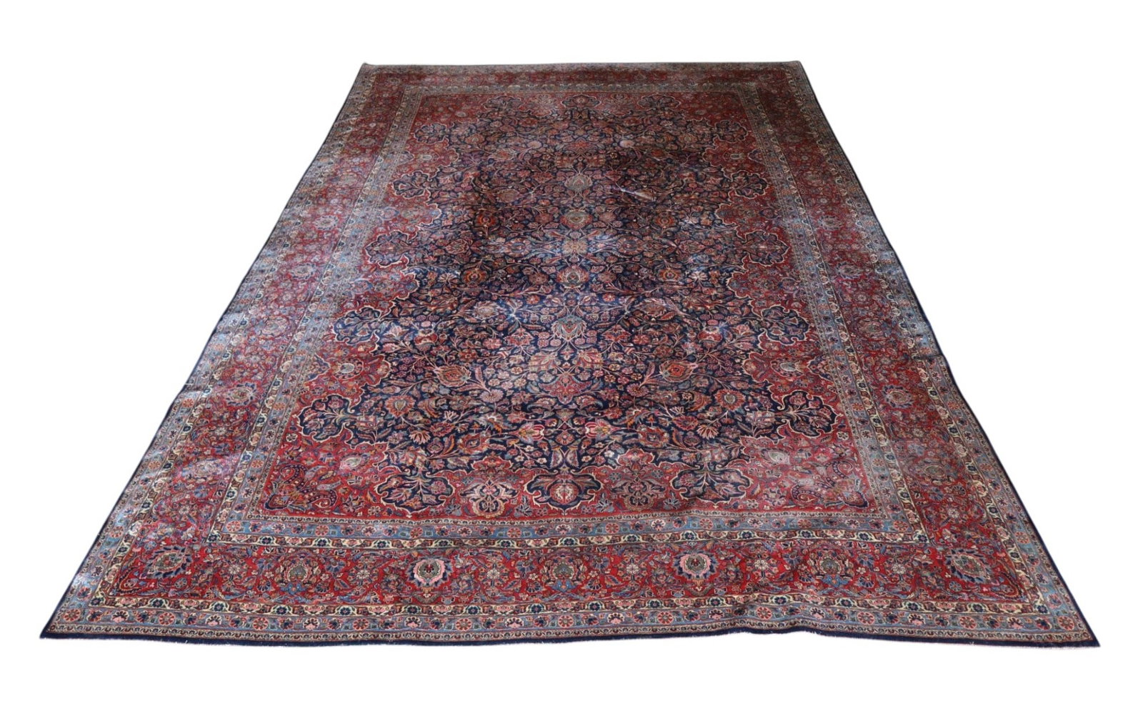 Antique hand stitched room size rug 158" x 120" (1 of 20)