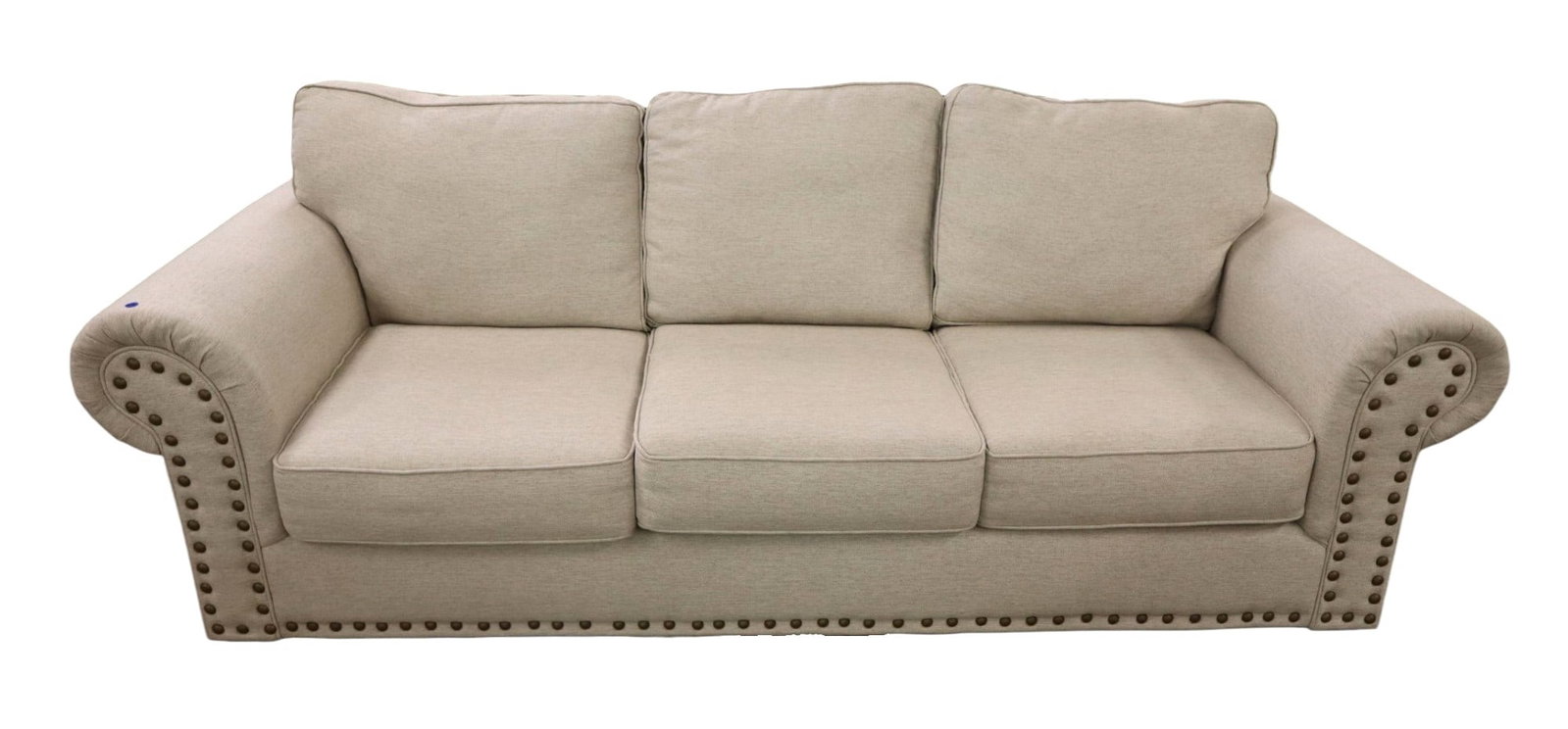 Like NEW 3-Cushion Tweed Decor Sofa w/Tack Trim (1 of 6)