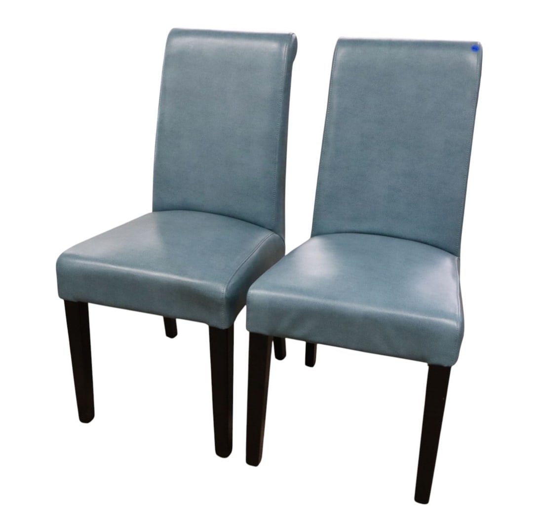 Pr Modern Blue Leather Dining Side Chairs (1 of 8)
