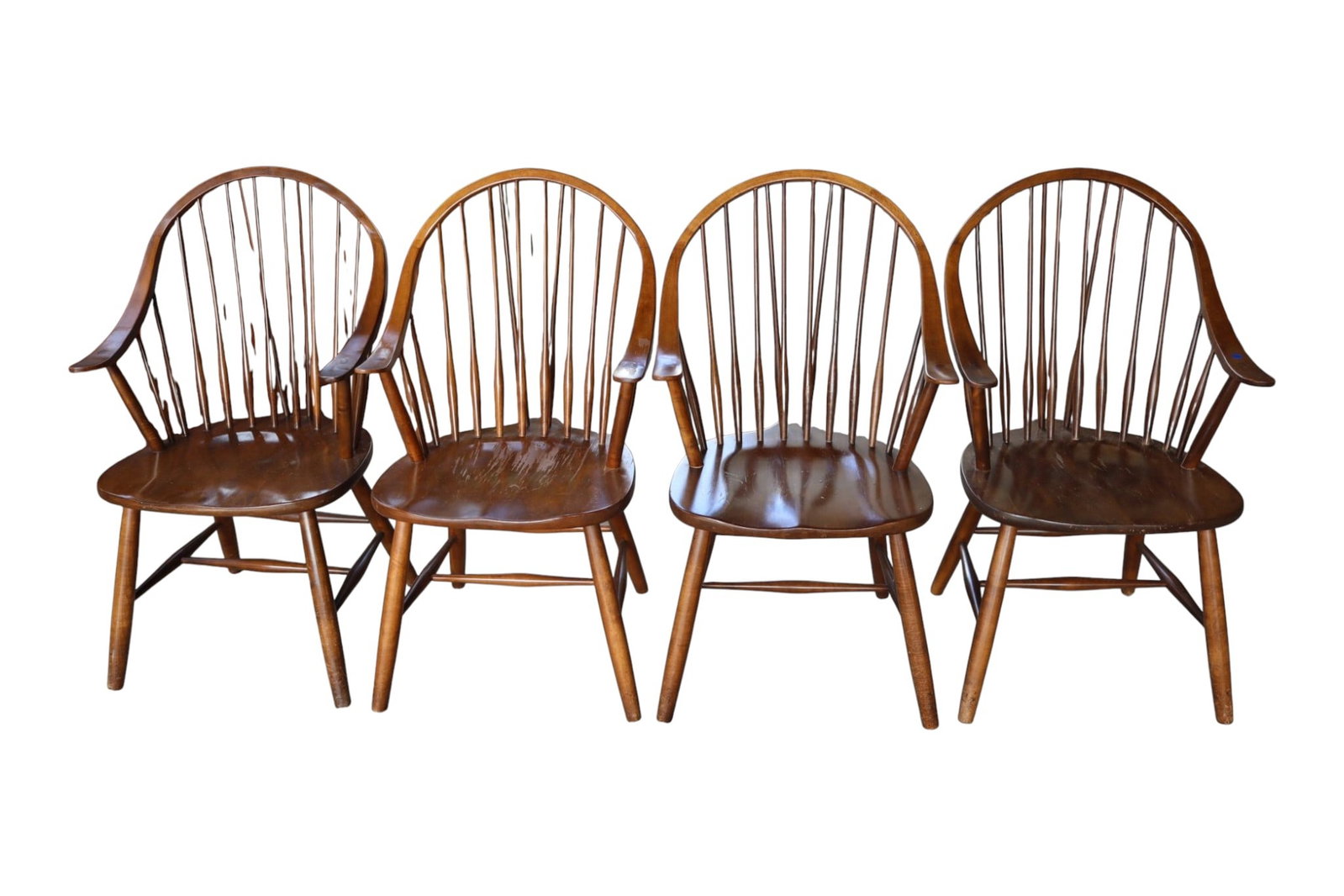 Set 4 Maple Windsor Brace Back Arm Chairs (1 of 6)