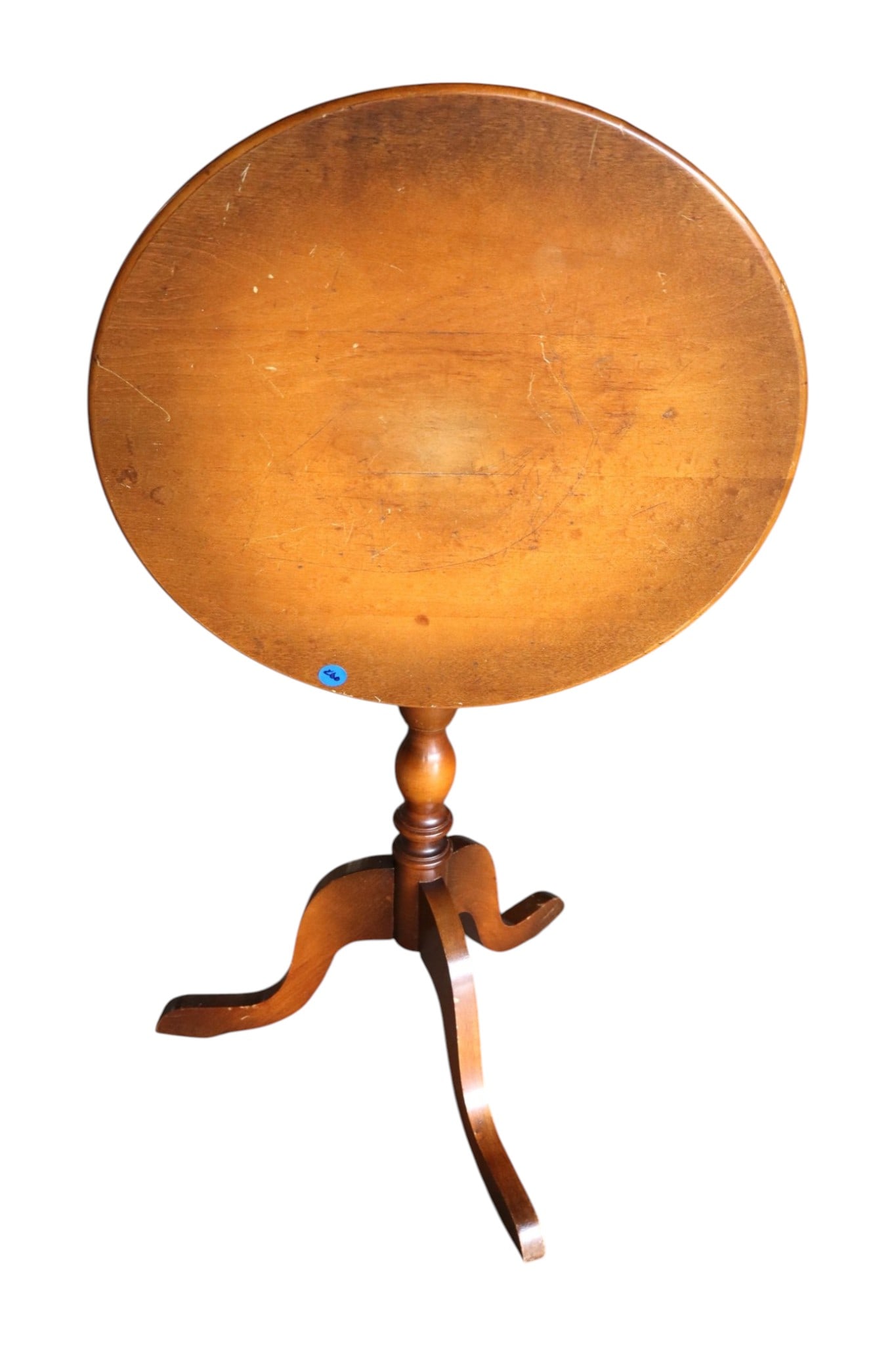 Clare VTG Maple Tilt Top Petite Round Stand: Vintage Clare solid maple tilt top petite round stand, works as should, original finish, structurally sound shows wear on top. 23.5"h x 17" diameter