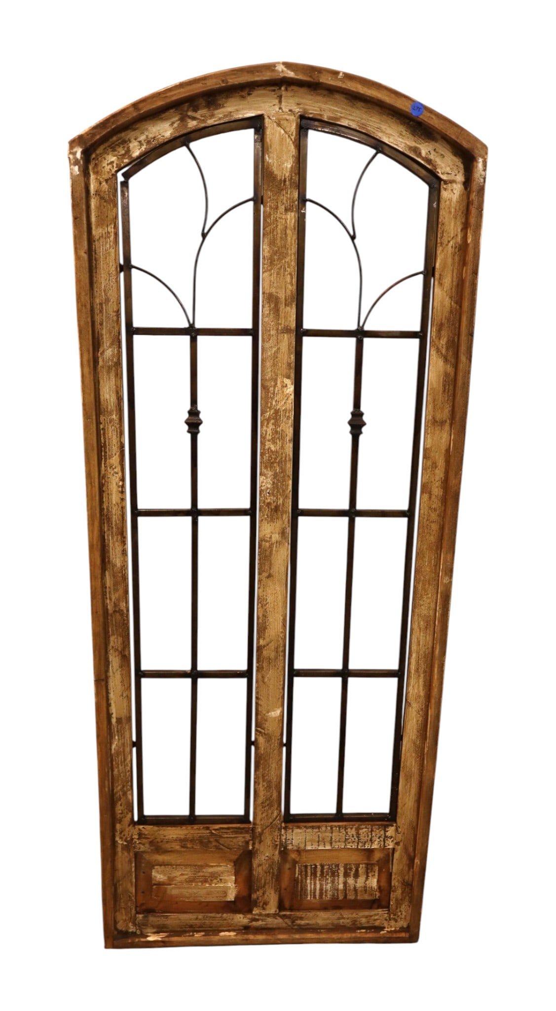 Antq Style Shutter Wood Framed Metal Wall Art: Antique style metal insert wood framed shutter style artwork, original finish, structurally sound and good condition. 60"h x 24"w x 1.5"d