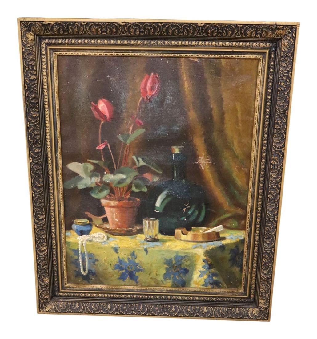 Framed Oil on Board Still Life Painting Vintage (1 of 3)