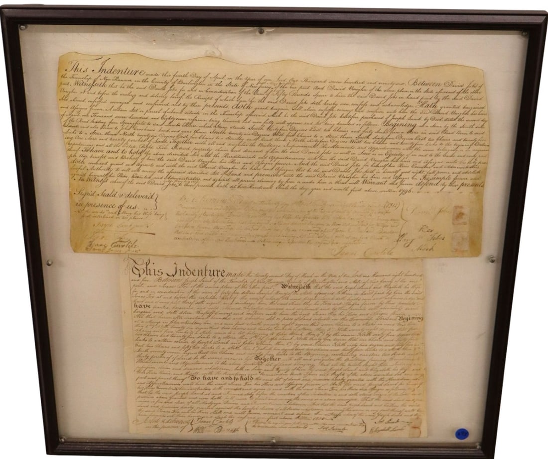 1794-1805 NJ Vellum Deeds Burlington County Frame (1 of 4)