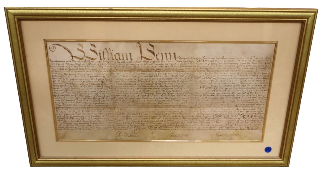 1701 William Penn Philadelphia Vellum Land Patent (1 of 5)