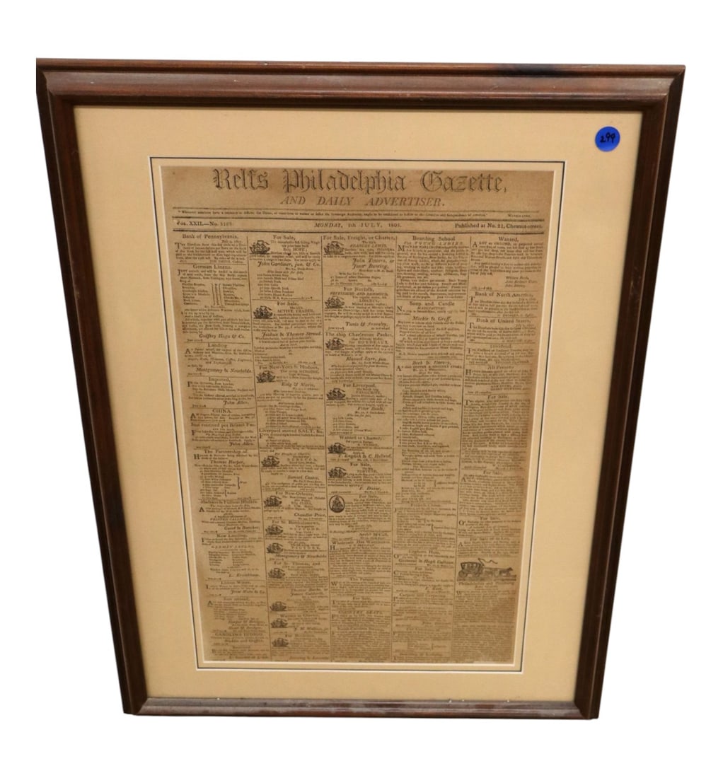 Repro Relfs Philadelphia Gazette Framed Advert (1 of 5)