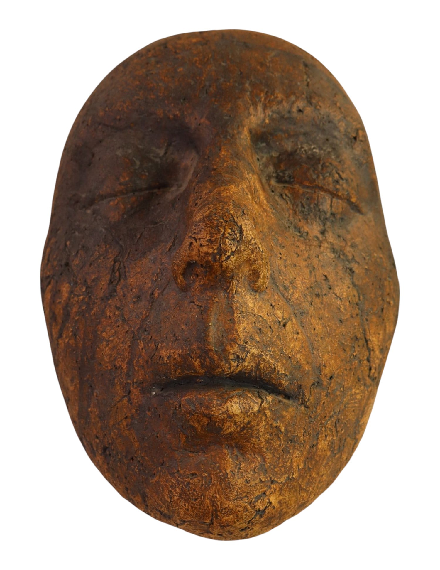 MidC lrg head terra-cotta style sculpture: Mid Century head sculpture in a terra-cotta style sculpture, unsigned. 12"h x 11"w x 20"d
