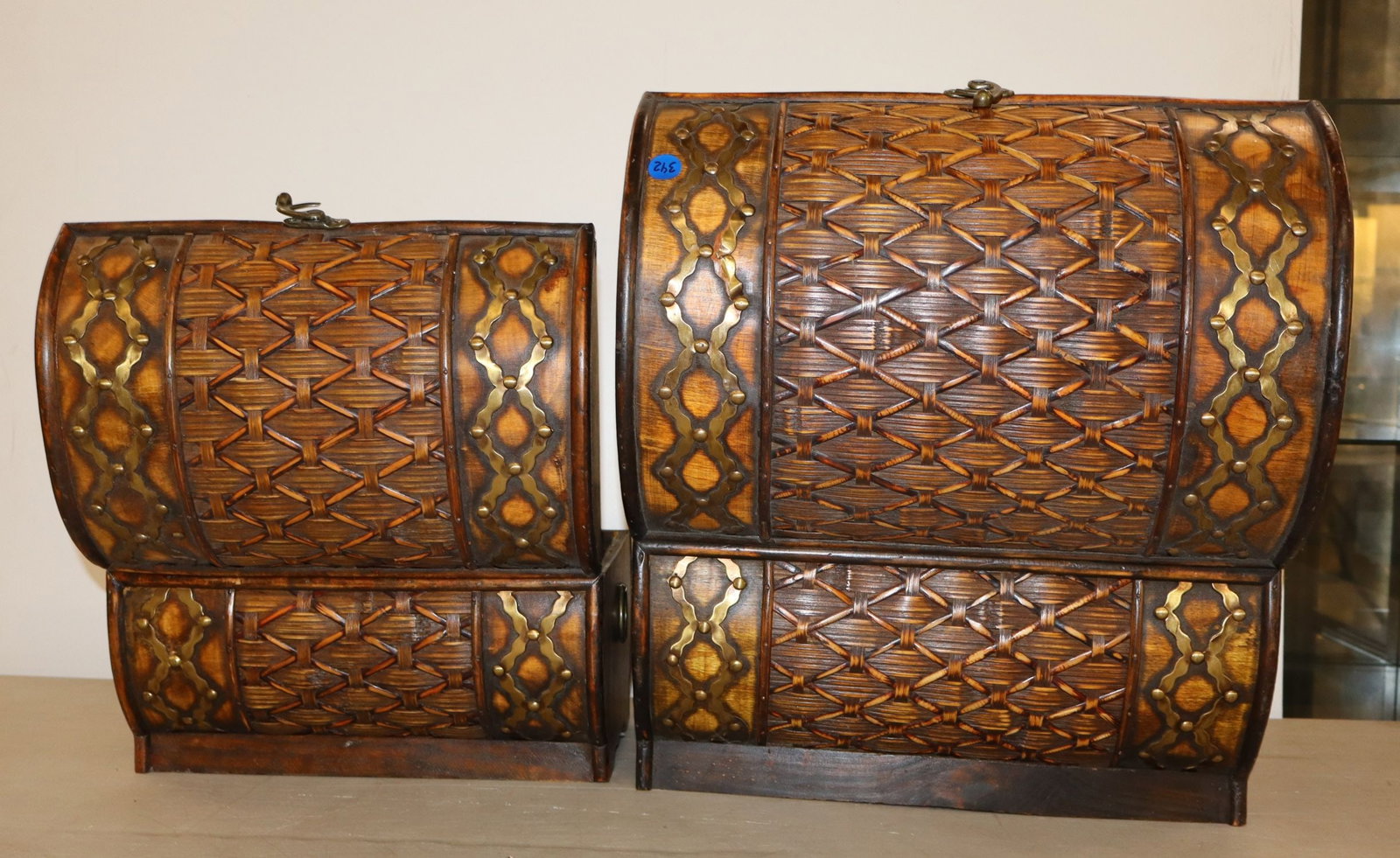 Set stackable decorative wicker storage trunks - 5