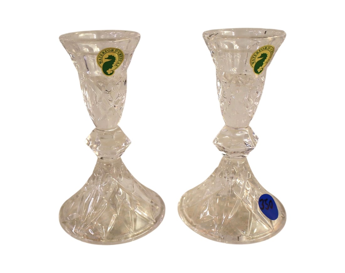 Pair of Waterford lead crystal 5" candle sticks: Pair of Waterford lead crystal 5" candle sticks no noticeable issues. 5"h x 3" diameter