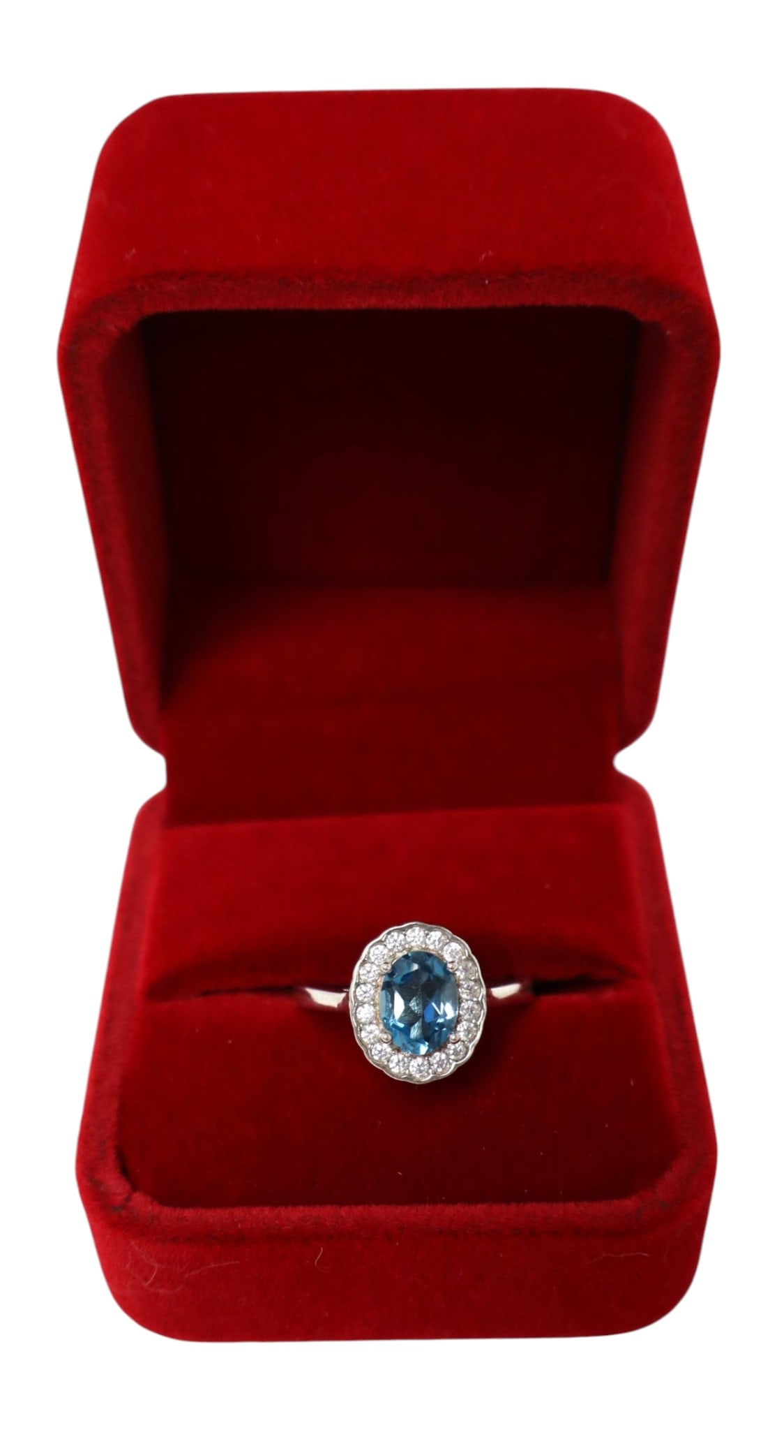 1.5ct London blue topaz white sapphire ring in SS: 1.5ct London blue topaz .10ct white sapphire ring in sterling silver size 7