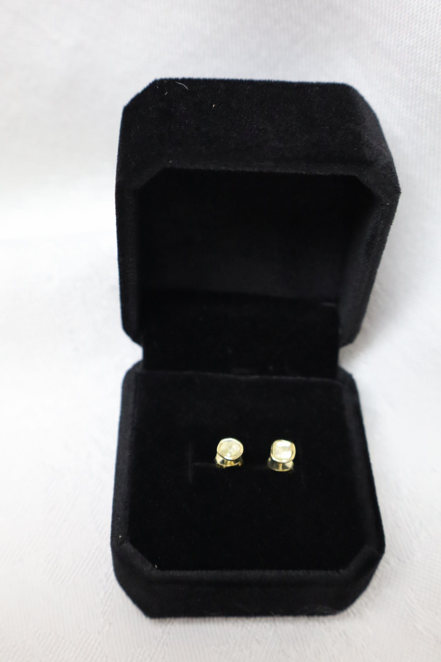Canary rose cut dia. 14k over 925 post earrings: .24ct canary rose cut diamond 14k over 925 post earrings