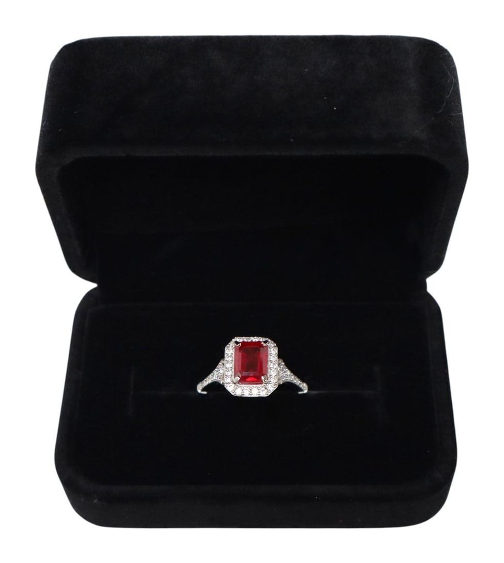 2.0ct ruby with .92 diamond ring in 14k (1 of 4)
