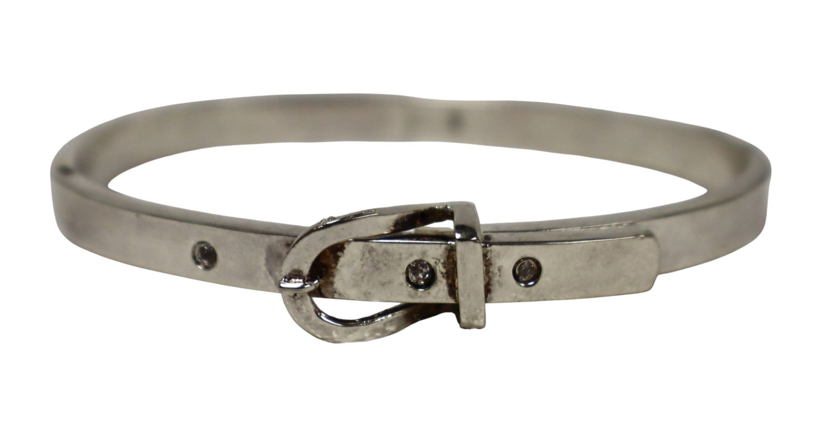 Vtg sterling silver buckle bracelet 2.25" .63 ozt: Vintage style small diamond and sterling silver buckle bracelet 2.25" .63 ozt