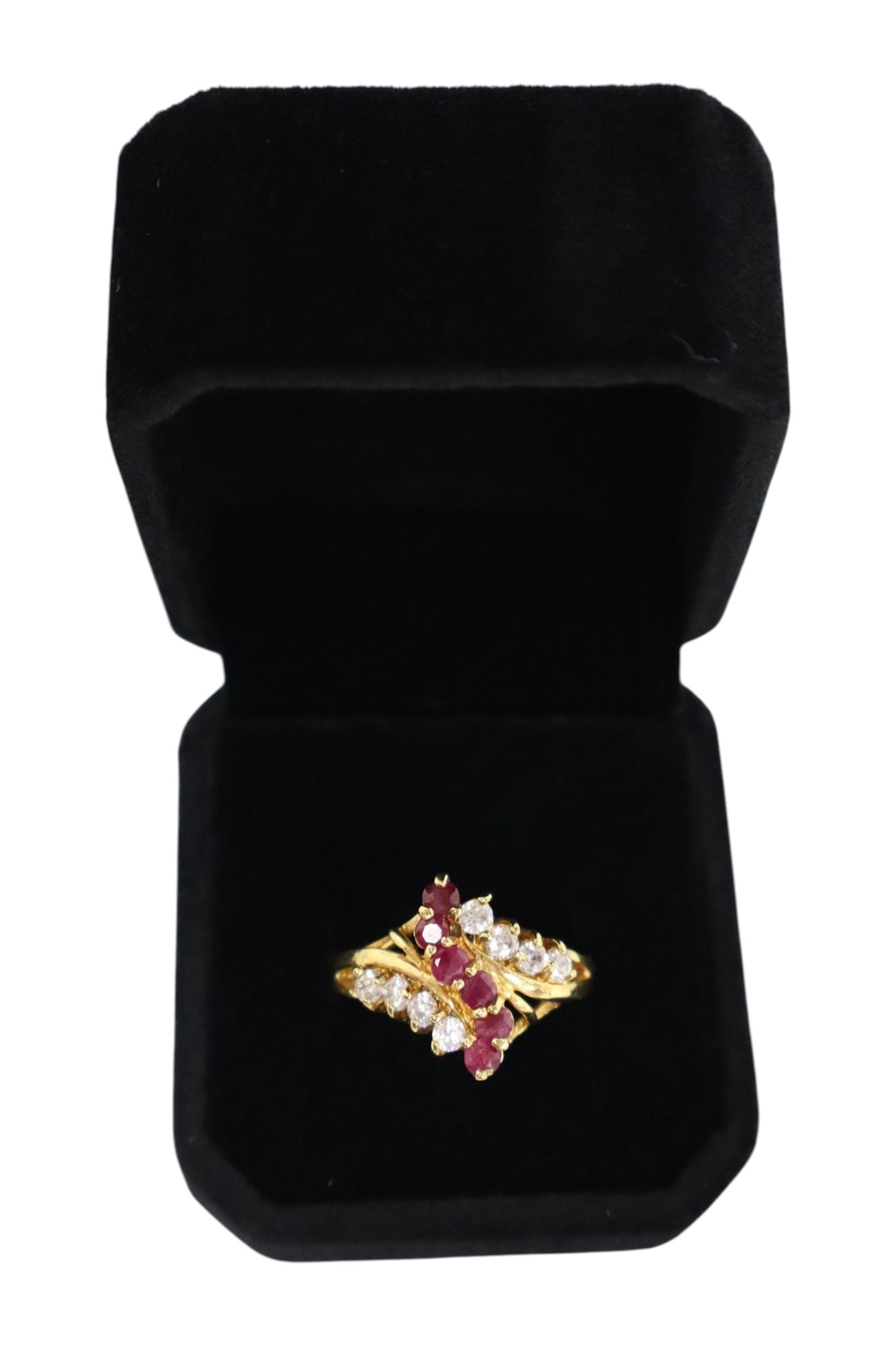 Ruby & dia. style stone gold tone ring size 9.25 (1 of 5)