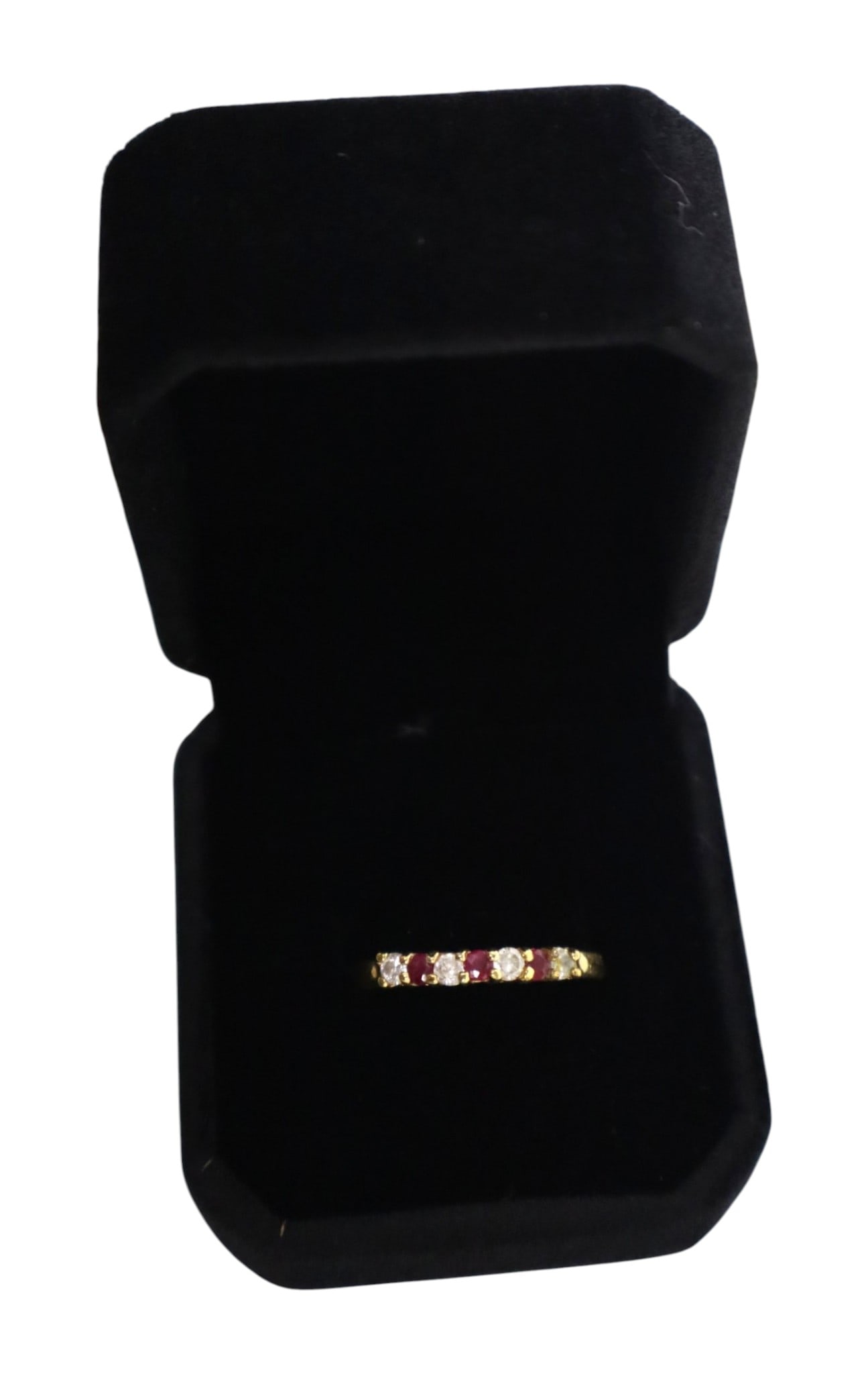 Ruby & diamond style ring gold tone band size 9 (1 of 3)