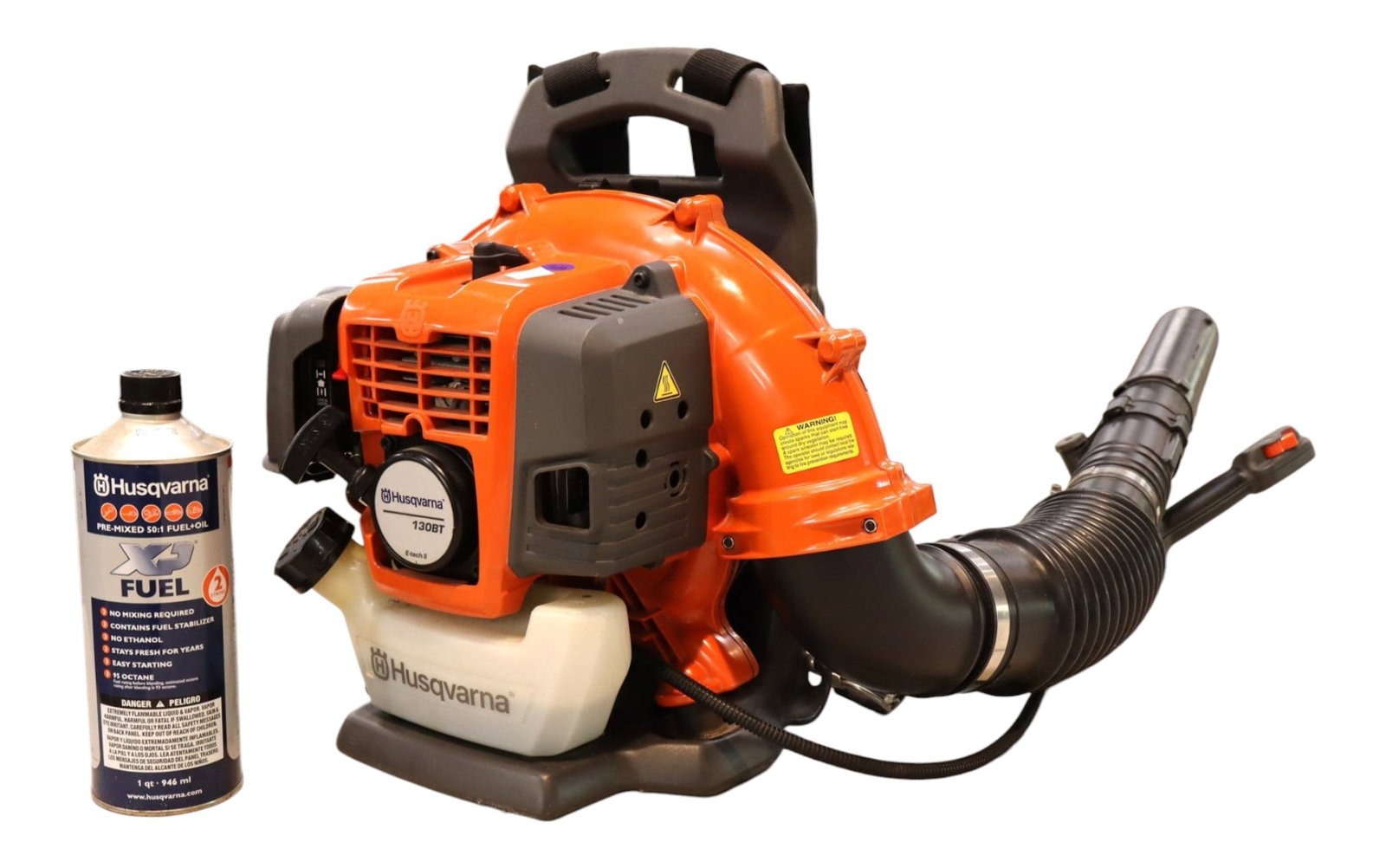 Husqvarna 130BT Gas Backpack Leaf Blower: Husqvarna 130BT backpack leaf blower. This lightweight unit is powered by an efficient 2-stroke, 29.5cc X-Torq engine designed to reduce harmful exhaust emissions and increase fuel efficiency. It feat