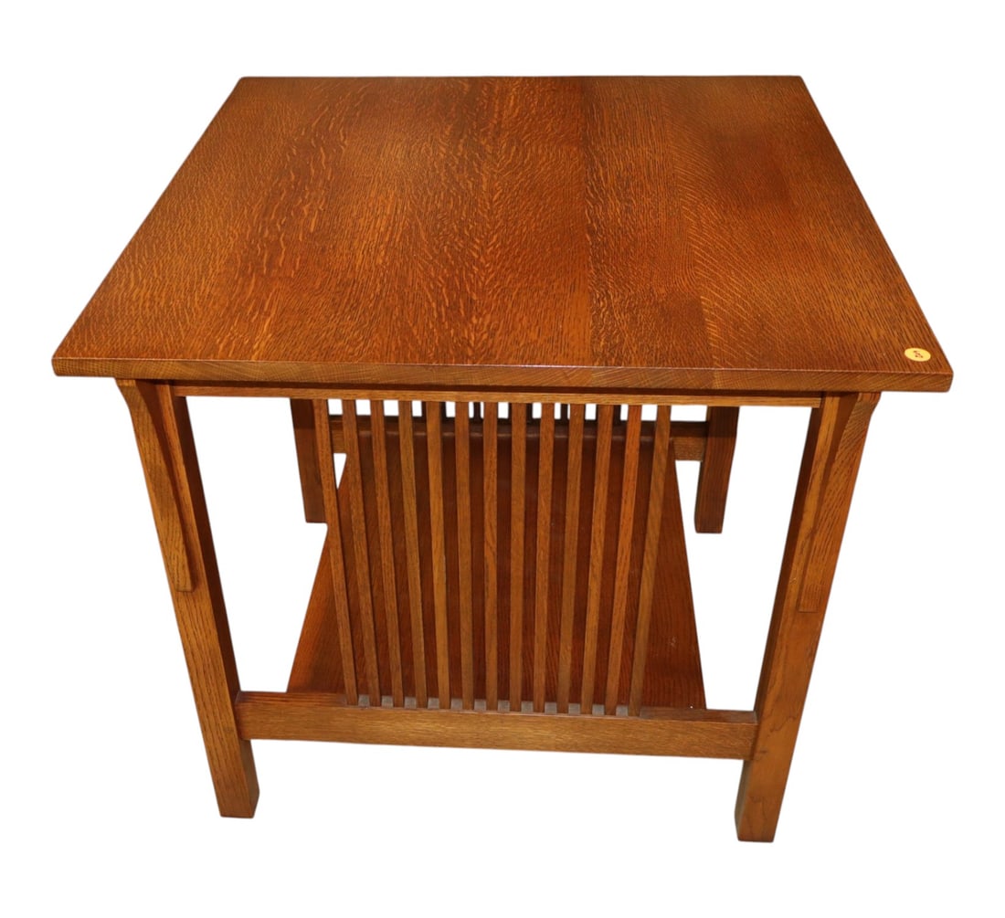 Stickley Mission Oak Square Slat Lamp Table (1 of 5)