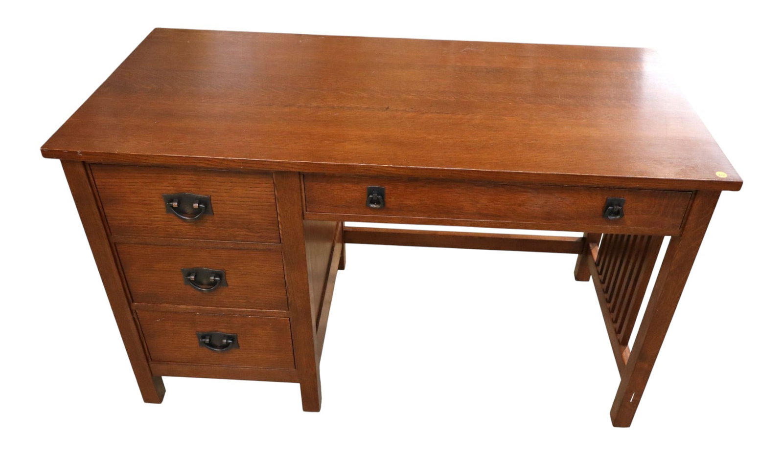 Stickley Mission Oak 4-Drawer Slat Kneehole Desk (1 of 9)