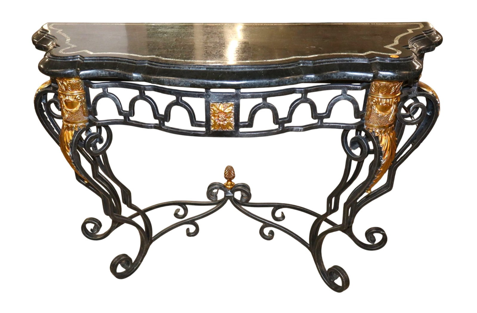 Maitland Smith marble top iron base decorator console (1 of 6)