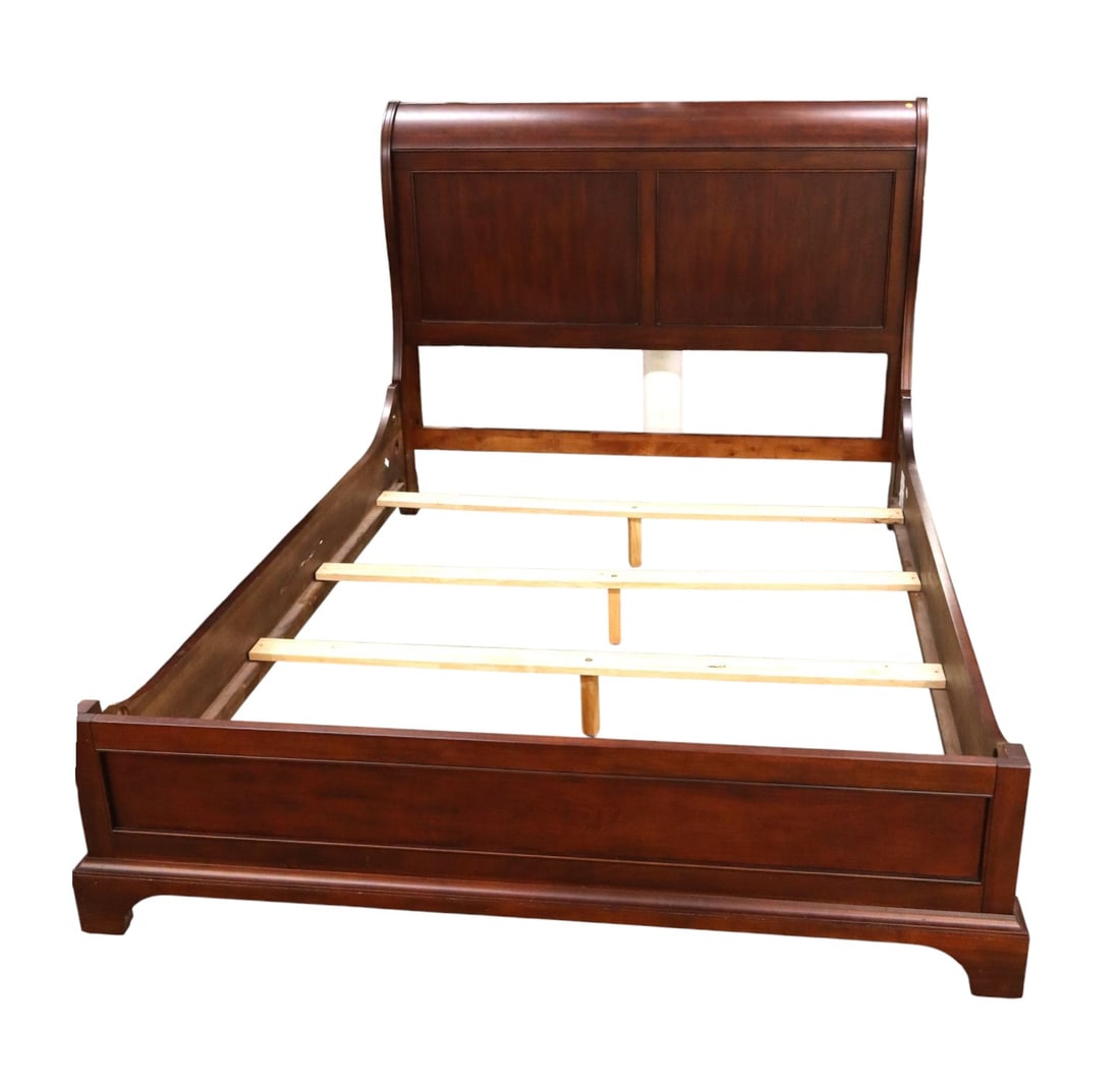 Hoa Binh Co. Queen Mahogany Sleigh Bed 52"h (1 of 7)