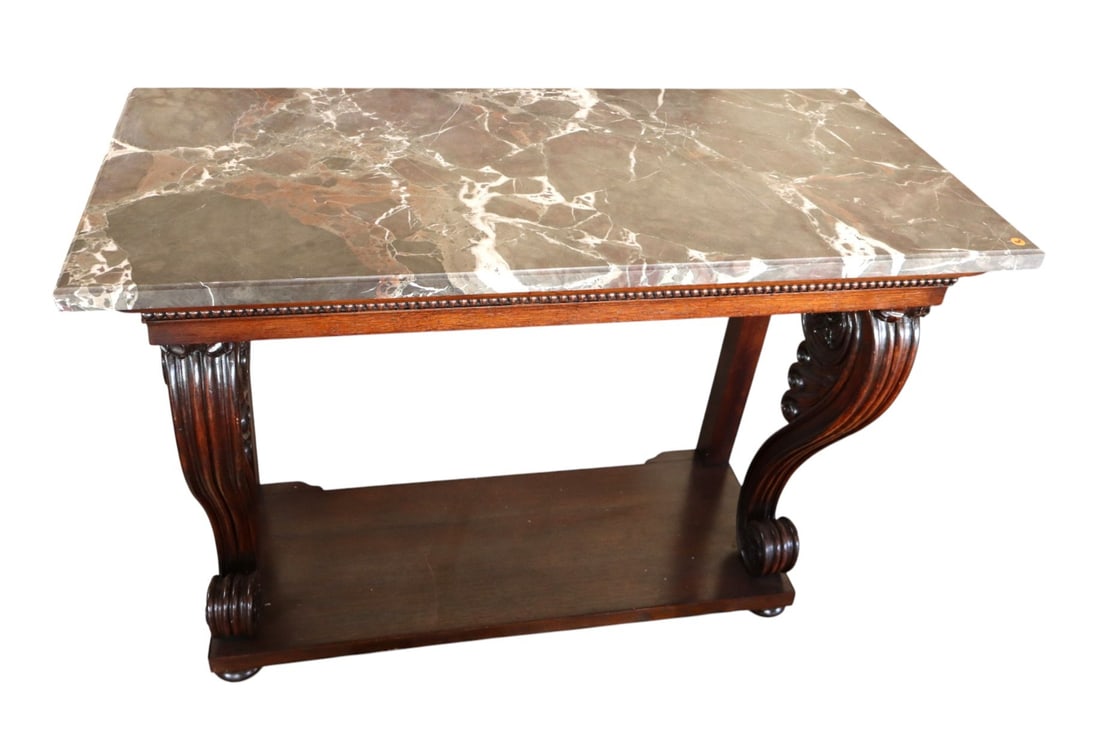 Antique rosewood and oak marble top pier console (1 of 5)
