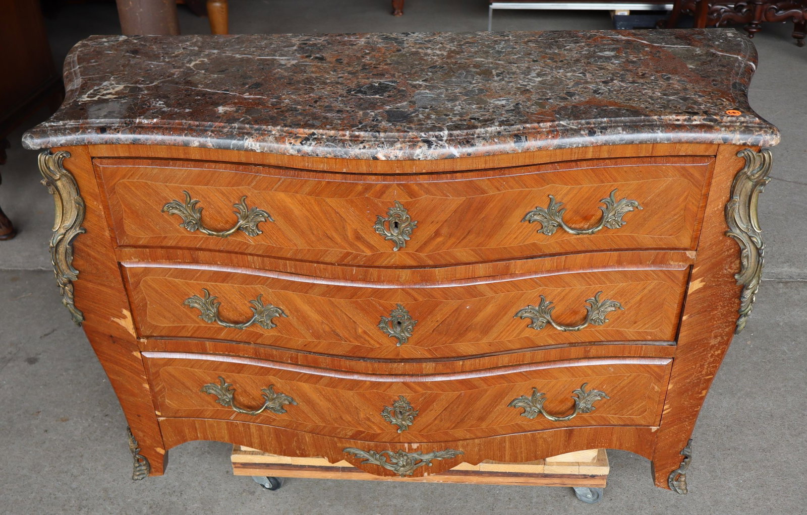 French Style 3-Drawer Marble Top Bronze Chest (1 of 5)