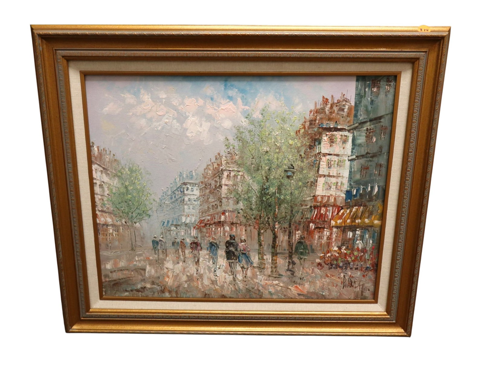Burnett Paris Street Scene Oil Painting Art Framed: Original oil on canvas artist signed framed, structurally sound and in good condition with no noticeable issues. Frame 21.5"h x 25"w