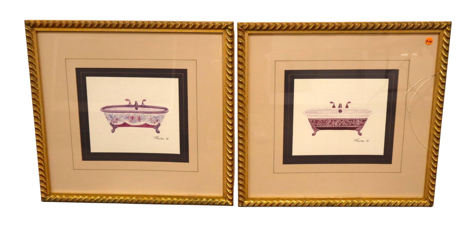 Pair Victorian Bathtub decorator prints (1 of 6)