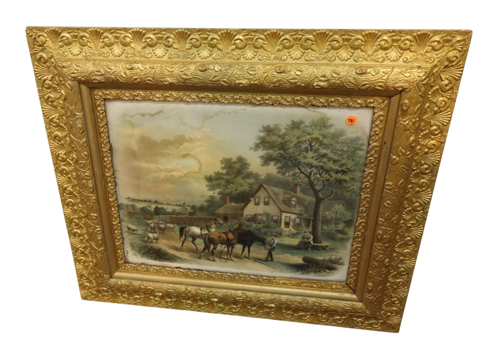 Antique W.H. Chandler Farmhouse Print Gilt Frame (1 of 5)